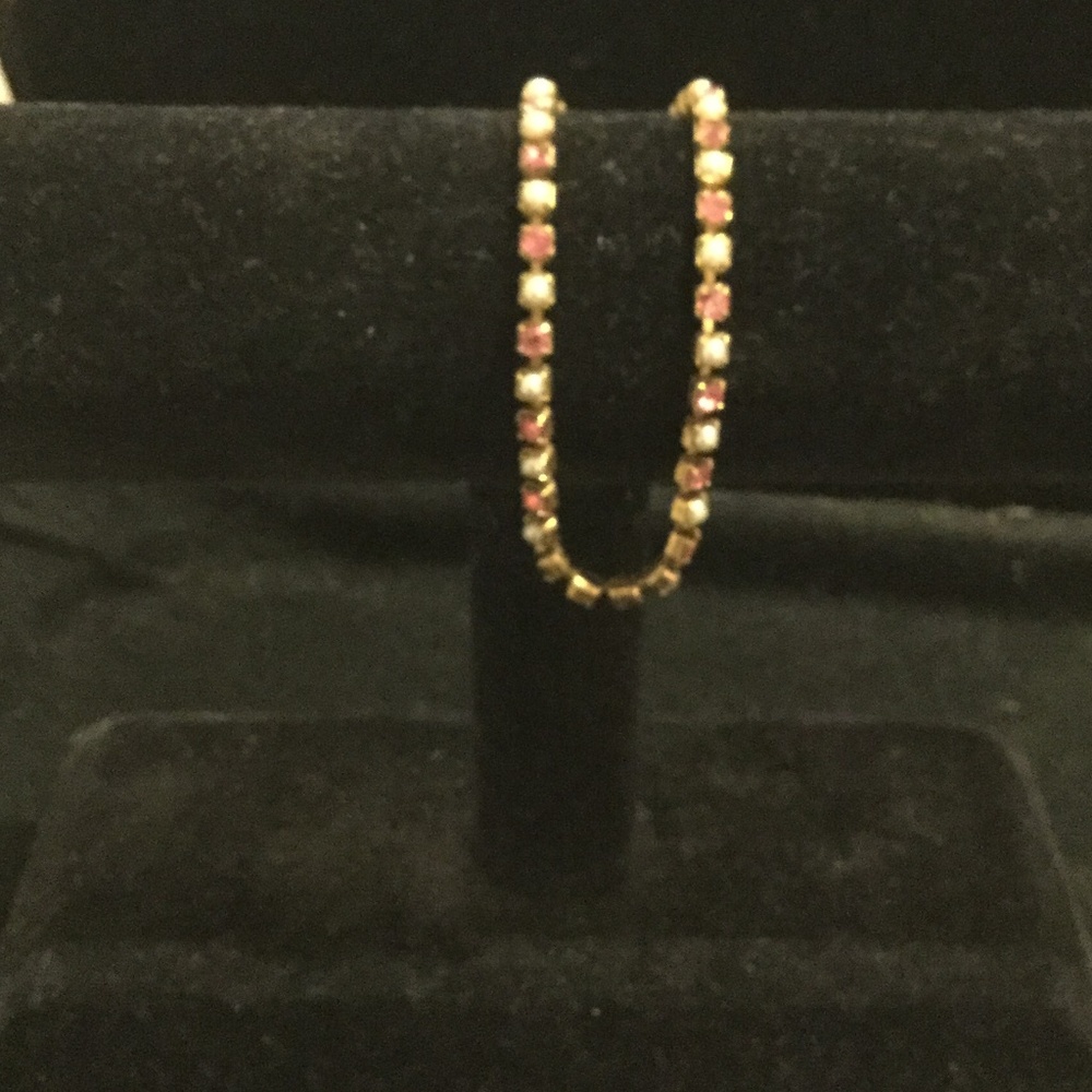 Pink Crystal & Pearl Bracelet